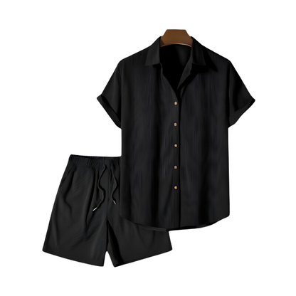 Corduroy Shirt and Shorts Set for Men