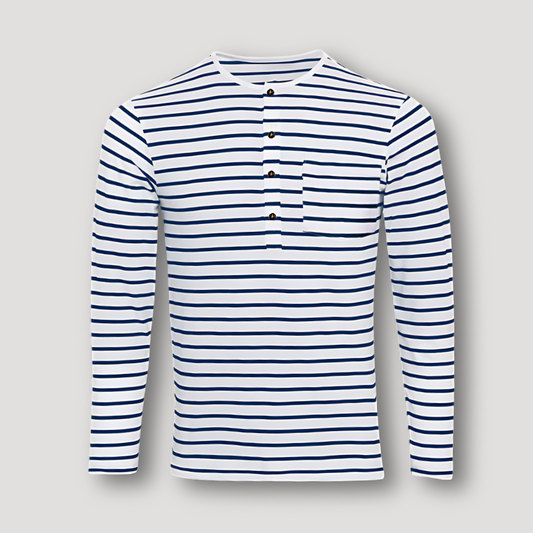 Classic Striped Long Sleeve Henley Shirt