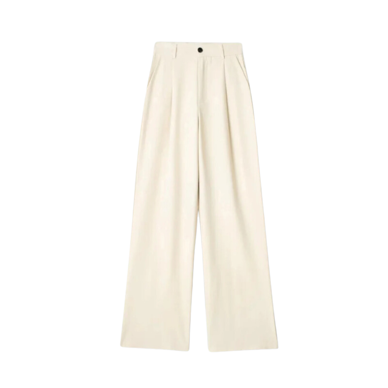 Modern Wide-Leg Pleated Trousers with Subtle Pinstripes