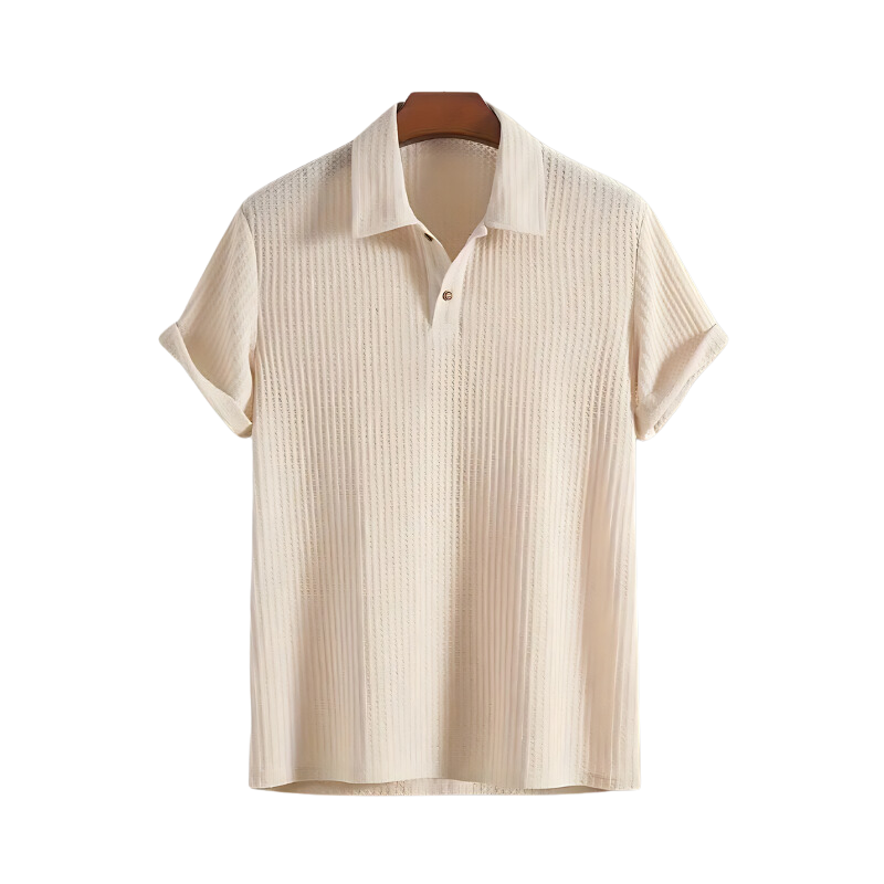 Casual Textured Knit Short Sleeve Polo Shirt