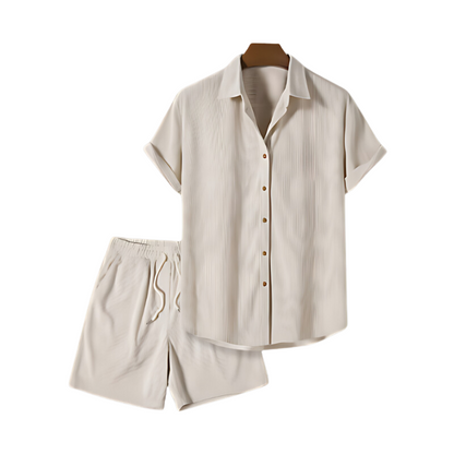 Corduroy Shirt and Shorts Set for Men