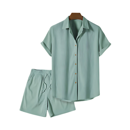 Corduroy Shirt and Shorts Set for Men