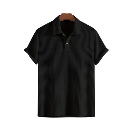 Casual Textured Knit Short Sleeve Polo Shirt