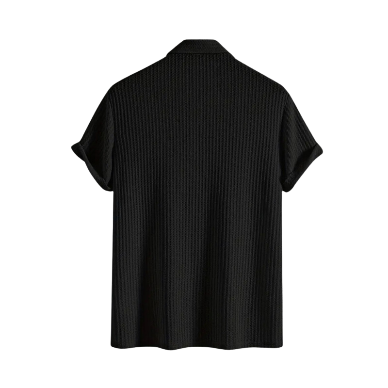 Casual Textured Knit Short Sleeve Polo Shirt