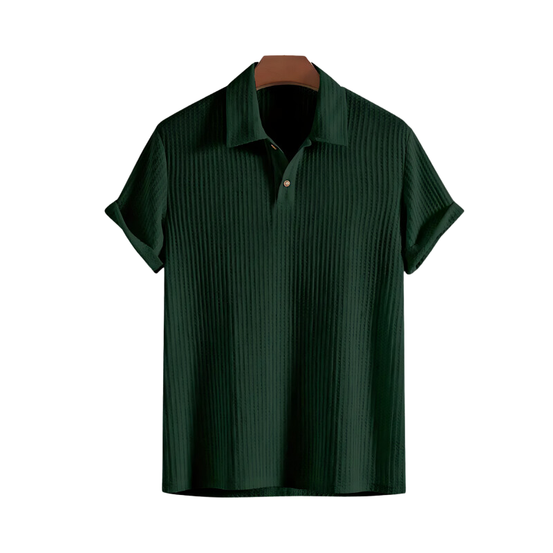 Casual Textured Knit Short Sleeve Polo Shirt