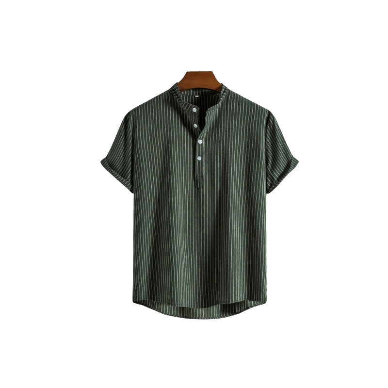 Men’s Striped Short Sleeve Henley Shirt