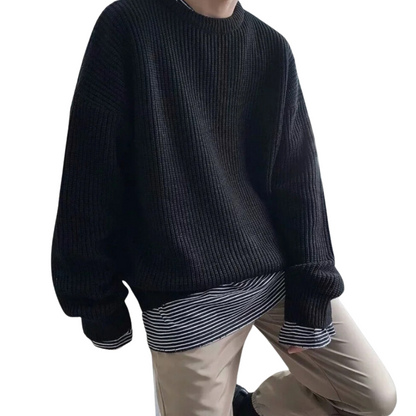 Textured Knit Crew Neck Sweater