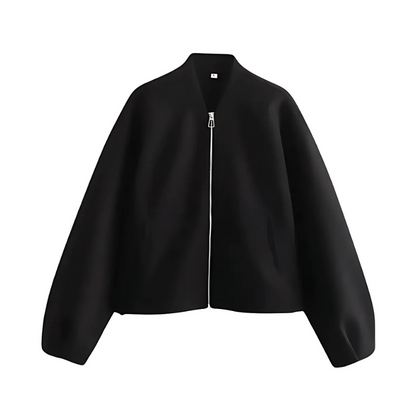 Cropped Zip-Up Casual Jacket for Women