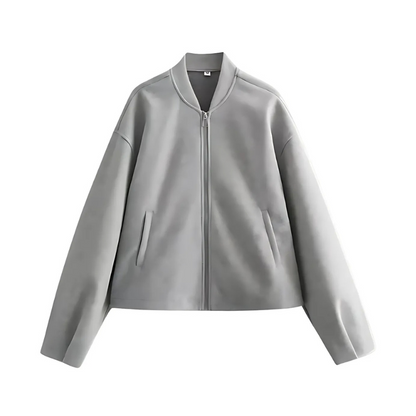 Cropped Zip-Up Casual Jacket for Women