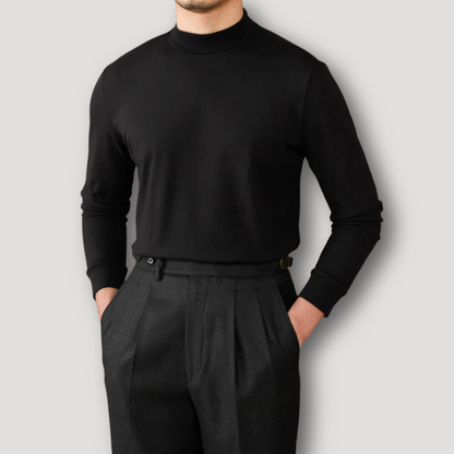 Long Sleeve Turtleneck Sweater Fitted High Neck Pullover for Men