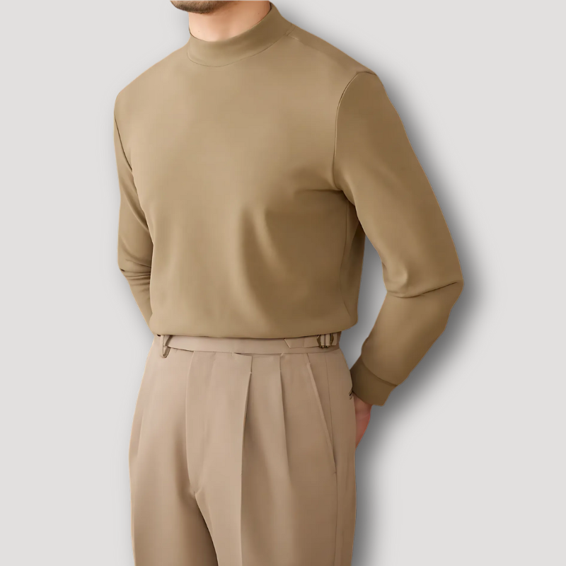 Long Sleeve Turtleneck Sweater Fitted High Neck Pullover for Men