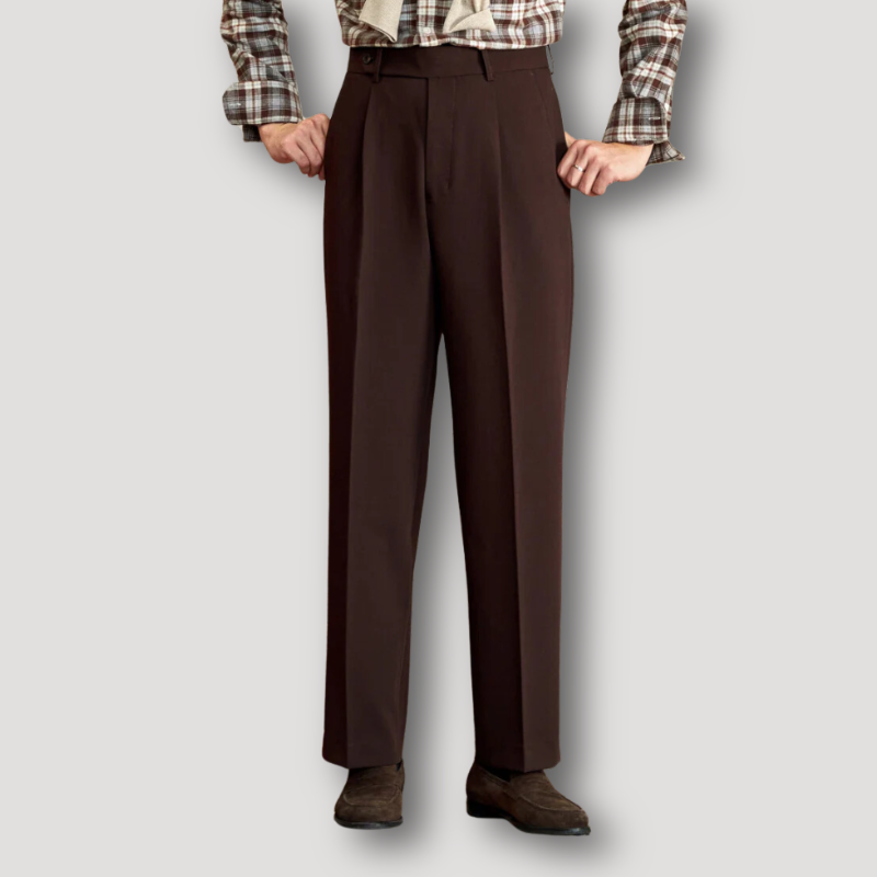 Old Money Pleated High Waist Straight Pants for a Man