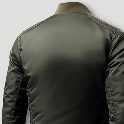 Multiple Pockets Green Bomber Jacket Men