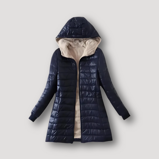 Lightweight Plush Inner Lining Quilted Hooded Coat Womens