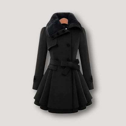 Fur Collar Double Breasted Winter Dress Coat Women