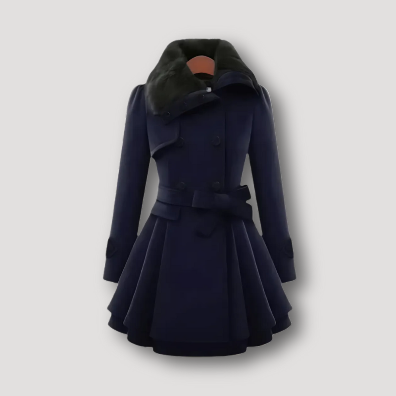 Fur Collar Double Breasted Winter Dress Coat Women