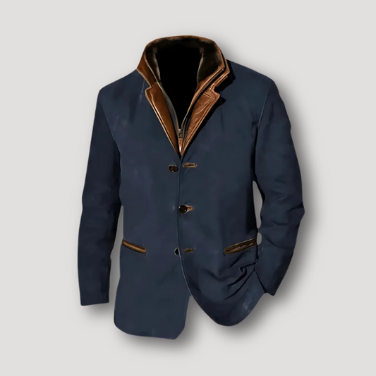 Leather Lapel Vintage Suede Blazer Jacket for Man